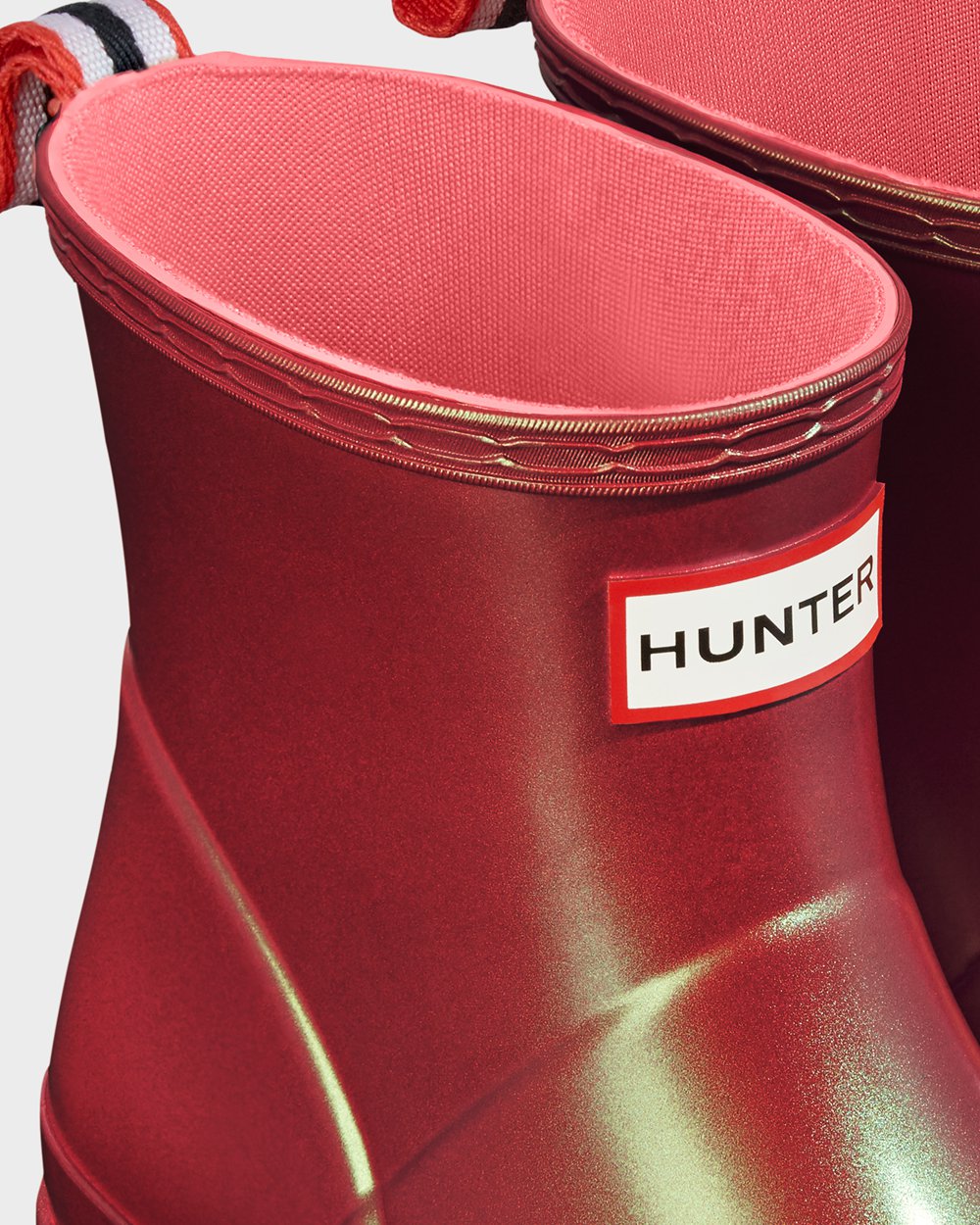 Womens Play Boots - Hunter Original Short Nebula Rain (54HOXYALC) - Pink